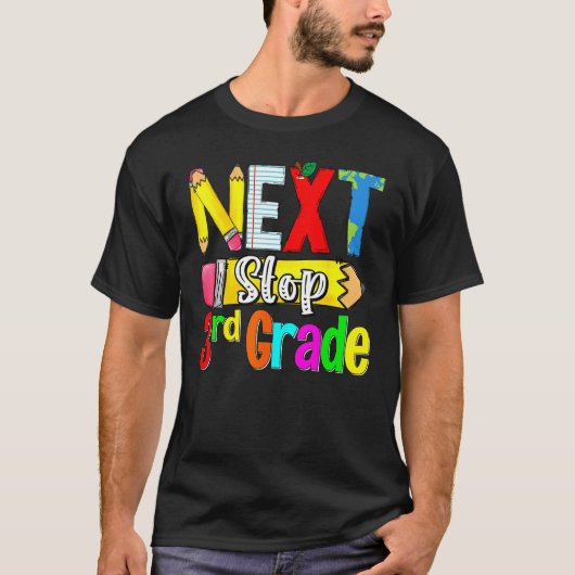 Kids Next Stop 3rd Grade First Day Of School Hello T-Shirt (Vorderseite)