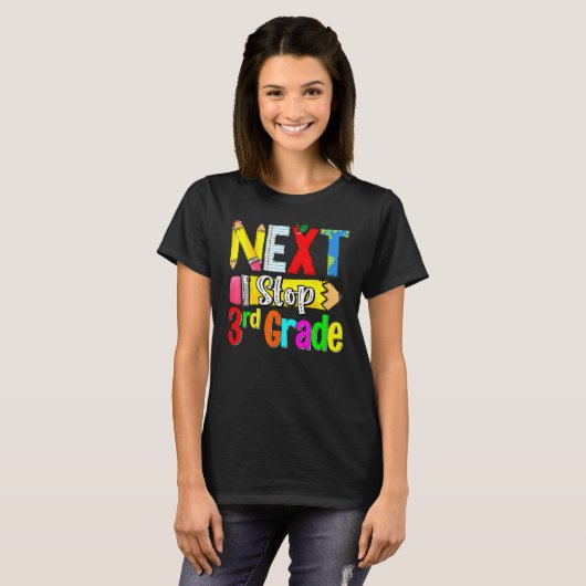 Kids Next Stop 3rd Grade First Day Of School Hello T-Shirt (Vorne ganz)