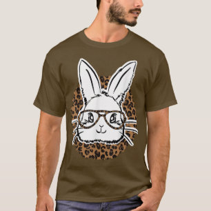 Kids Niedlich Bunny Face Leopard Brille Funny Bunn T-Shirt