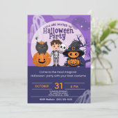 Kids Niedlich Costume Halloween-Party Einladung (Stehend Vorderseite)