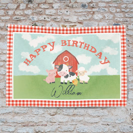 Kids Niedlich Farm Animal Barnyard Birthday Banner