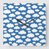 Kids Niedlich Fluffy Clouds in Sky Blue White Quadratische Wanduhr (Vorderseite)