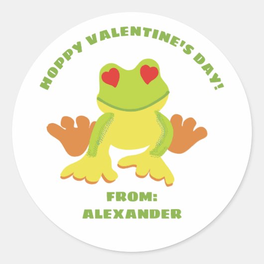 Kids Niedlich Frog Valentine's Day Class Exchange Runder Aufkleber (Vorderseite)