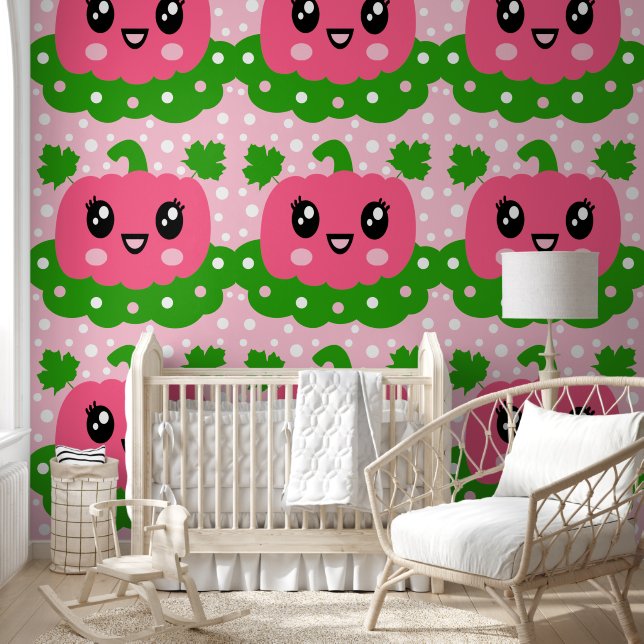 Kids Niedlich Pink Pumpkin Pattern Tapete (Kinder)