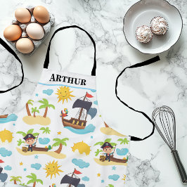 Kids Niedlich Pirate Ship Muster Personalisierte S Schürze