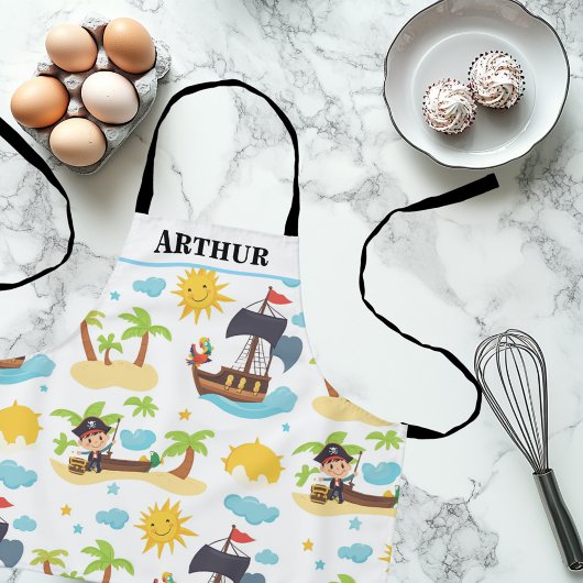 Kids Niedlich Pirate Ship Muster Personalisierte S Schürze