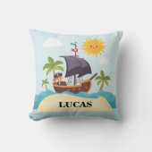 Kids Niedlich Pirate Ship Personalisiert Cushion Kissen (Vorderseite)