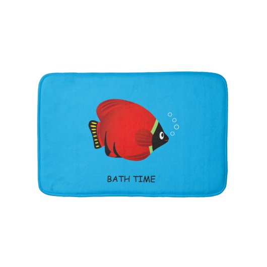 Kids Niedlich Red Fish on Blue Badematte (Vorderseite)