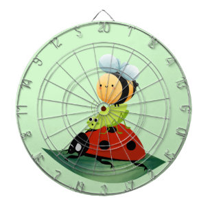 Kids Niedlich Red Ladybug Bee Insekt auf grünem Bl Dartscheibe