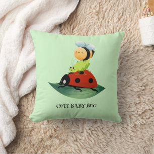 Kids Niedlich Red Ladybug Bee Insekt auf grünem Bl Kissen