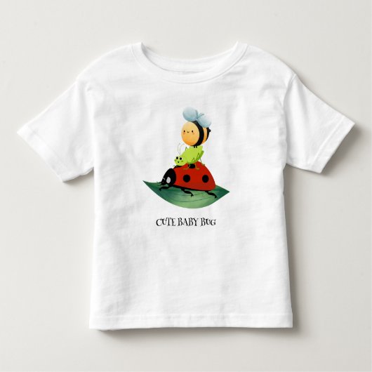 Kids Niedlich Red Ladybug Bee Insekt auf grünem Bl Kleinkind T-shirt (Vorderseite)