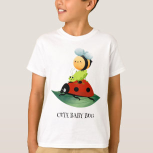 Kids Niedlich Red Ladybug Bee Insekt auf grünem Bl T-Shirt