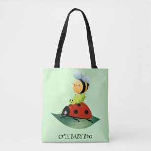 Kids Niedlich Red Ladybug Bee Insekt auf grünem Bl Tasche