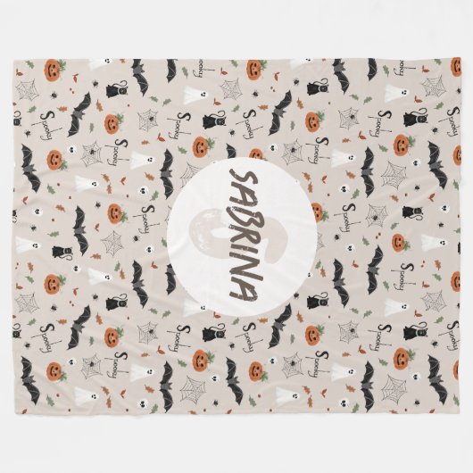 Kids Niedlich Spooky Halloween Fall Monogram Fleecedecke (Vorderseite (Horizontal))