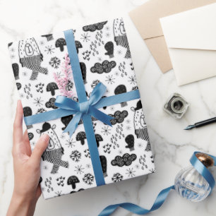 Kids Niedlich Winterbär Hat Mitten Schneekonwolke  Geschenkpapier