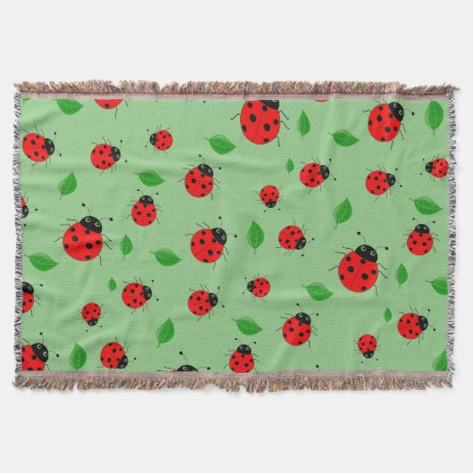 Kids Niedliche Lady Bug & Green verlass Muster Ver Decke (Vorderseite)