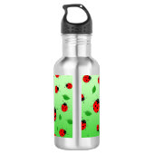 Kids Niedliche Lady Bug & Green verlass Muster Ver Edelstahlflasche (Rückseite)