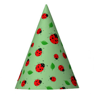 Kids Niedliche Lady Bug & Green verlass Muster Ver Partyhütchen