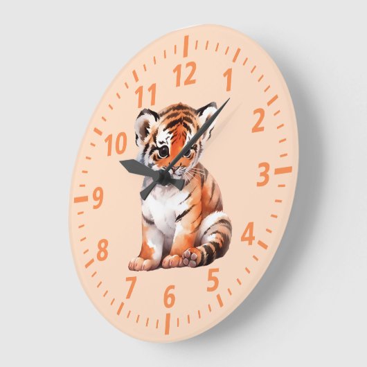 Kids niedliche Tigerorange Große Wanduhr (Winkel)