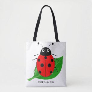 Kids Niedliche Wasserfarbenladybug auf grünem Blat Tasche