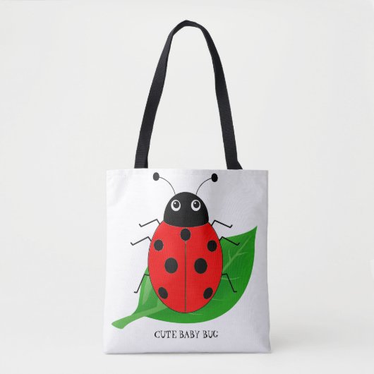 Kids Niedliche Wasserfarbenladybug auf grünem Blat Tasche (Vorderseite)