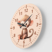 Kids niedlicher Affenpfirsich Große Wanduhr (Winkel)
