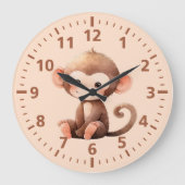 Kids niedlicher Affenpfirsich Große Wanduhr (Vorderseite)