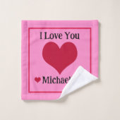 Kid's Niedlicher Lila-rosa Teddy Bär, Herz nach Ma Badhandtuch Set (Waschlappen)