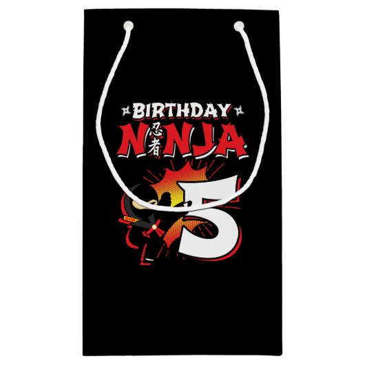 Kids Ninja Birthday Party Gift - 5 Jahre Old Kleine Geschenktüte (Rückseite)