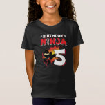 Kids Ninja Birthday Party Gift - 5 Jahre Old T-Shirt<br><div class="desc">This Birthday Ninja 5 design feature the Ninjutsu Japanese symbol,  half-tone comic style background and a cartoon ninja karate kick graphic that your 5 year old birthday ninja boy or girl will!</div>