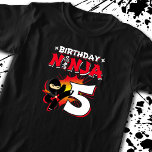 Kids Ninja Birthday Party Gift - 5 Jahre Old T-Shirt<br><div class="desc">This Birthday Ninja 5 design feature the Ninjutsu Japanese symbol,  half-tone comic style background and a cartoon ninja karate kick graphic that your 5 year old birthday ninja boy or girl will!</div>