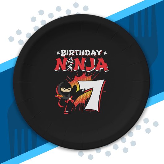 Kids Ninja Birthday Party Gift - 7 Jahre Old Pappteller