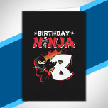 Kids Ninja Birthday Party Gift - 8 Jahre Old Karte<br><div class="desc">This Birthday Ninja 8 design feature the Ninjutsu Japanese symbol,  half-tone comic style background and a cartoon ninja karate kick graphic that your 8 year old birthday ninja boy or girl will!</div>