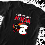 Kids Ninja Birthday Party Gift - 8 Jahre Old T-Shirt<br><div class="desc">This Birthday Ninja 8 design feature the Ninjutsu Japanese symbol,  half-tone comic style background and a cartoon ninja karate kick graphic that your 8 year old birthday ninja boy or girl will!</div>