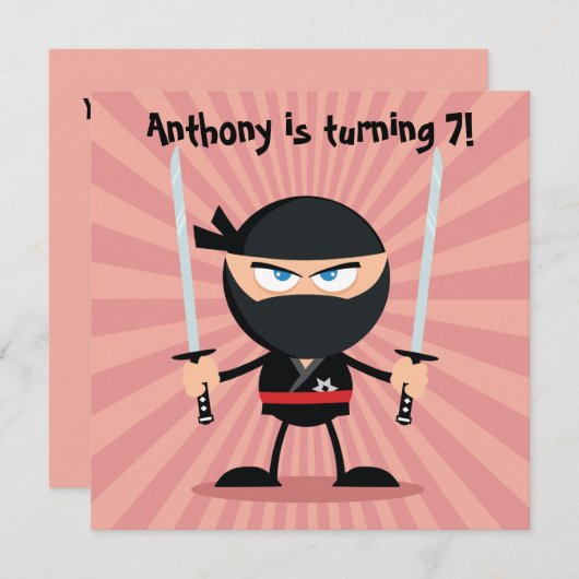 Kids Ninja Theme Party Einladung (Vorne/Hinten)