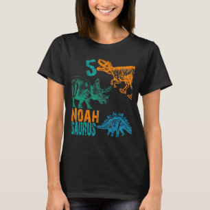 Kids Noah Saurus 5th Birthday Boys Rex Bday Party T-Shirt