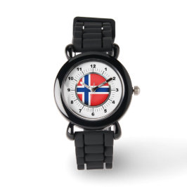 Kid's Norwegen Flag Silver Glitzer Strap Watch Armbanduhr