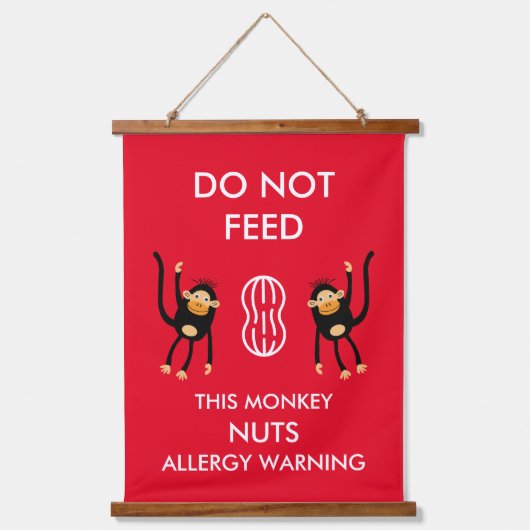 Kids Nut Allergy Warning Wandteppich Mit Holzrahmen (Vorderseite)