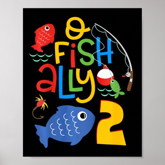 Kids O-fish-ally Two Birthday Decorations 2 Year O Poster (Vorne)