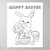 Kids Oaster Bunny Egg Coloring Page Poster (Vorne)