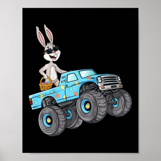 Kids Oaster Rabbit Riding Monster Truck Fun Boys G Poster (Vorne)