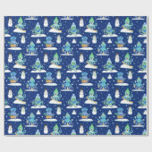 Kids Octopus Winter Sports Funny Animal Geschenkpapier (Flach)