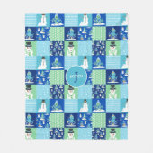 Kids Octopus Winter Sports Patchwork Personalisier Fleecedecke (Vorderseite)