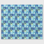 Kids Octopus Winter Sports Patchwork Personalisier Geschenkpapier (Flach)