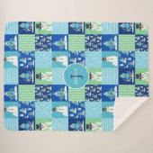 Kids Octopus Winter Sports Patchwork Personalisier Sherpadecke (Vorderseite (Horizontal))