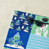 Kids Octopus Winter Sports Patchwork Personalisier Strandtuch (Beispiel)