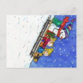 KIDS ON SLED Postcard von Nicole Janes Postkarte (Vorderseite)