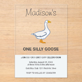 Kids One Silly Goose First Birthday Acryleinladungen