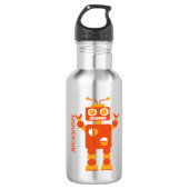 Kids Orange Crazy Boy Robot Personalisiert Trinkflasche (Vorderseite)