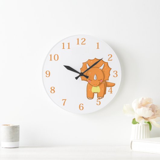Kids Orange Dinosaur Große Uhr (Zuhause)